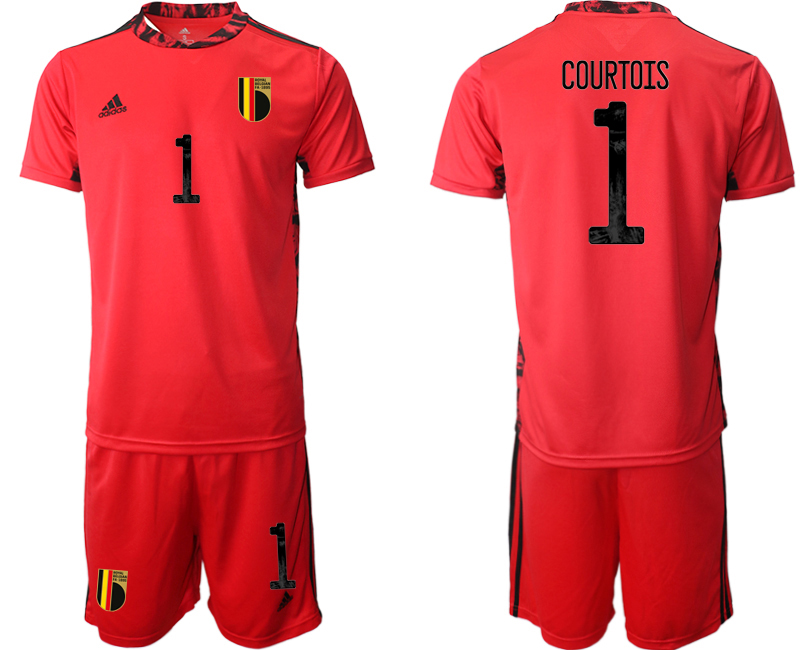 Cheap Men 2021 European Cup Belgium red goalkeeper 1 Soccer Jersey1